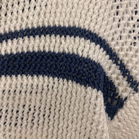 Vince Racked Ribbed Cream & Navy Stripe Pullover - Picture 4 of 5